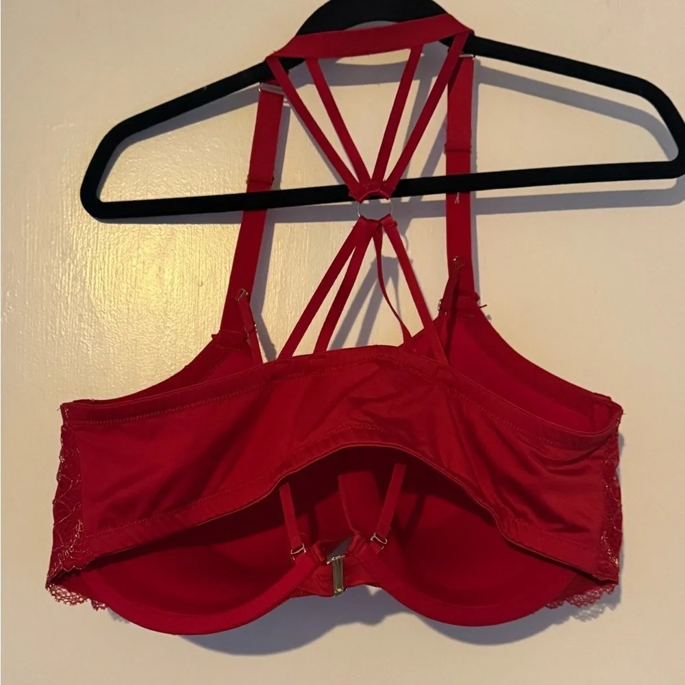 Cacique Front-Close Metallic Lace Boost Plunge Bra